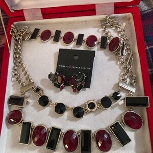 White House Black Market Burgundy and Black Necklace Set